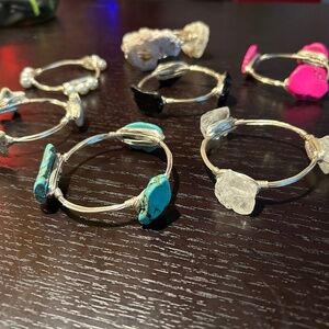 Silver wire wrapped gemstone bracelets